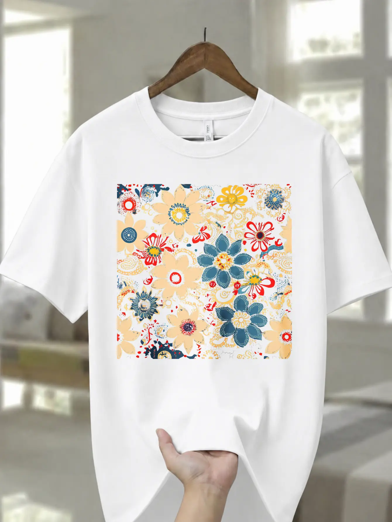 Casual Streetwear Style, Men's T-Shirt, Vintage Floral Print Design, Summer Poolside Vacation, Gift For Boyfriend Or Husband