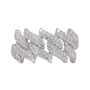Iced Out Spiked Cuban Band VVS Moissanite Diamond Ring