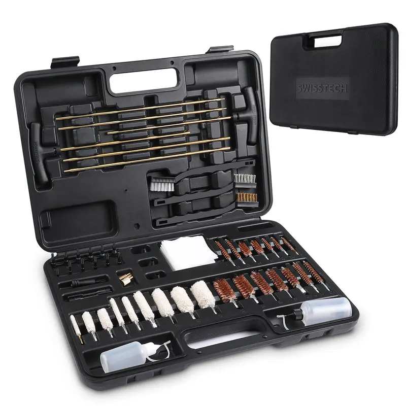 #toolupgrade Swiss+Tech Universal Gun Cleaning Kit, Metal Brushes Gun Cleaning Tool Set for Pistols Hunting Handgun Shot Guns Rifle with Travel Size Portable Case