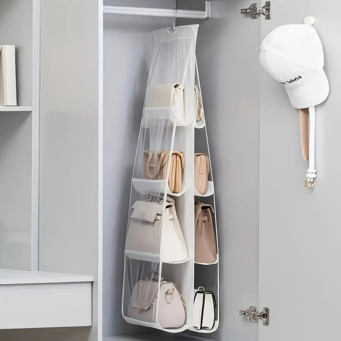 Multi-Layer Hanging Handbag Organizer, 1 Count Space-Saving Handbag Storage Bag, Transparent Purse Organizer for Wardrobe Closet, Minimal Storage Organizer, Hangable, Home Organizer, Hanging Storage Bags