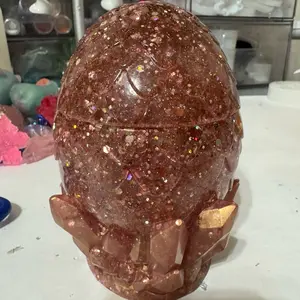 Handmade Resin Dragon Egg Jar Crystal Base Trinket Container with Sparkling Glitter Design