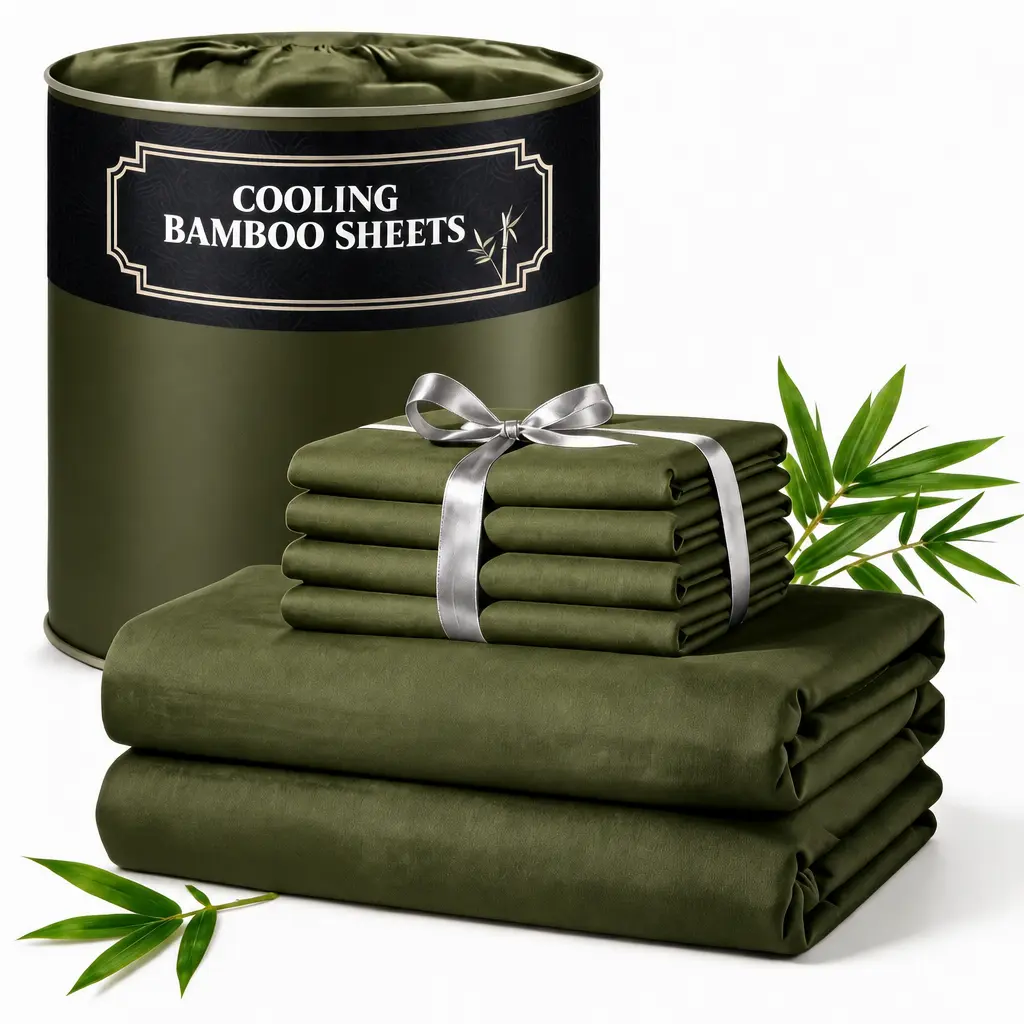 4/6pcs Extra Deep Pocket Sheets Bamboo Bed Sheet Set - kids & Pillowcase Set,Comfy Breathable Cooling Hotel Luxury Bedding for Women, Men and kids- Pockets, Ultra-Soft, Wrinkle Free,Twin/Full/Queen/King