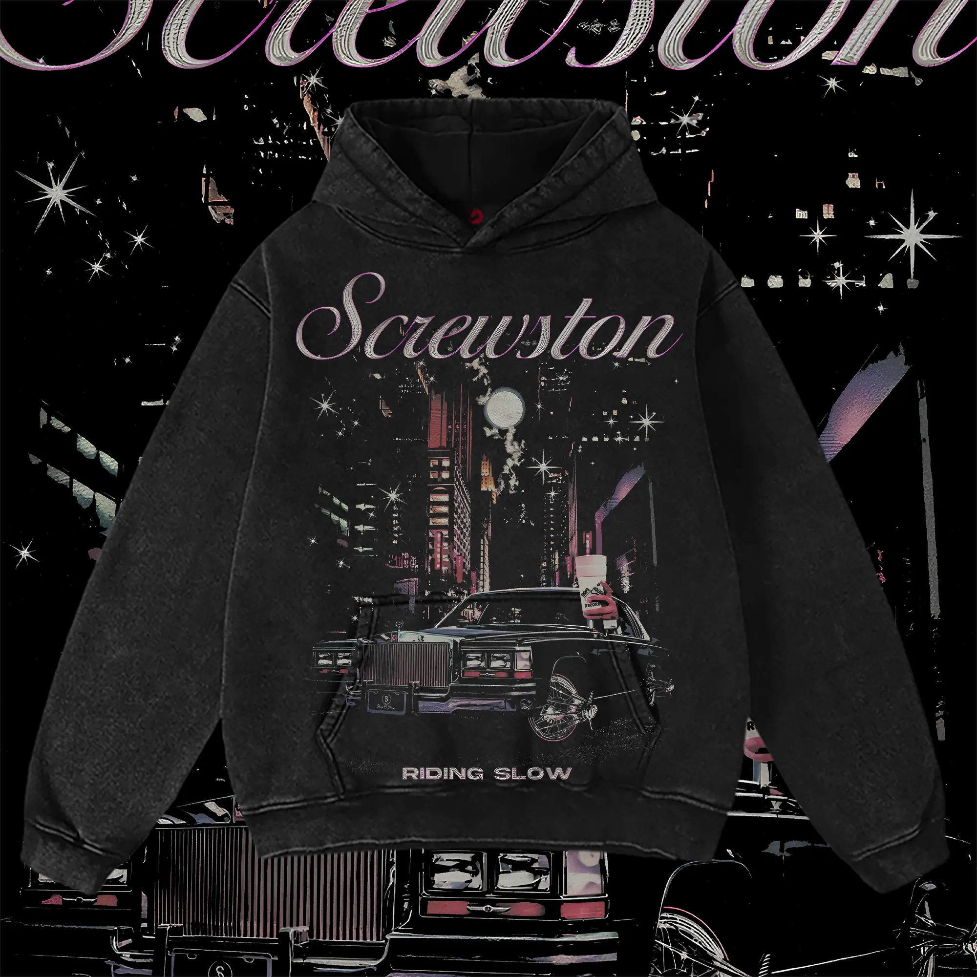 [Texans Revenge] Screwtons Night light Houston Texas Washed T-Shirt For Men, Graphic Vintage Acid Wash Heavy Cotton Tee, Streetwear Oversized Cowboys Texas Mexican Fans, Made In US