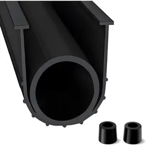 16.4 FT Garage Door Seals Bottom Rubber,  Weather Stripping Kit Seal Strip , U+O Ring Door Threshold Buffering Rubber Ramps with 5/16" T Ends and 2 End Plugs, Black