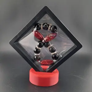Red Moss Agate and Silver Obsidian Bracelet