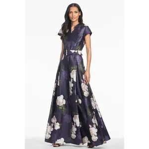 Sachin & Babi "Marta" Belted Floral A-line Gown