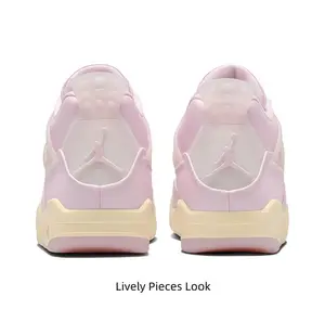 Pink Suede and Mesh Mid-Top Basketball Sneaker with Cream Accents
