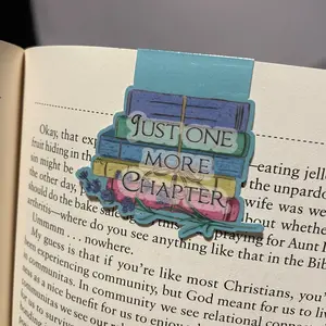 Just one more chapter, magnetic bookmark, stack of books, gift for book lover