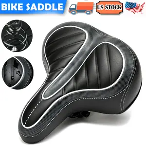 Comfort Bike Seat for Women Men,Wide Bicycle Saddle Replacement, Memory Foam Padded Soft Bike Cushion with Dual Shock Absorbing, Universal Fit for Indoor/Outdoor Bikes,Fit for Road Bikes