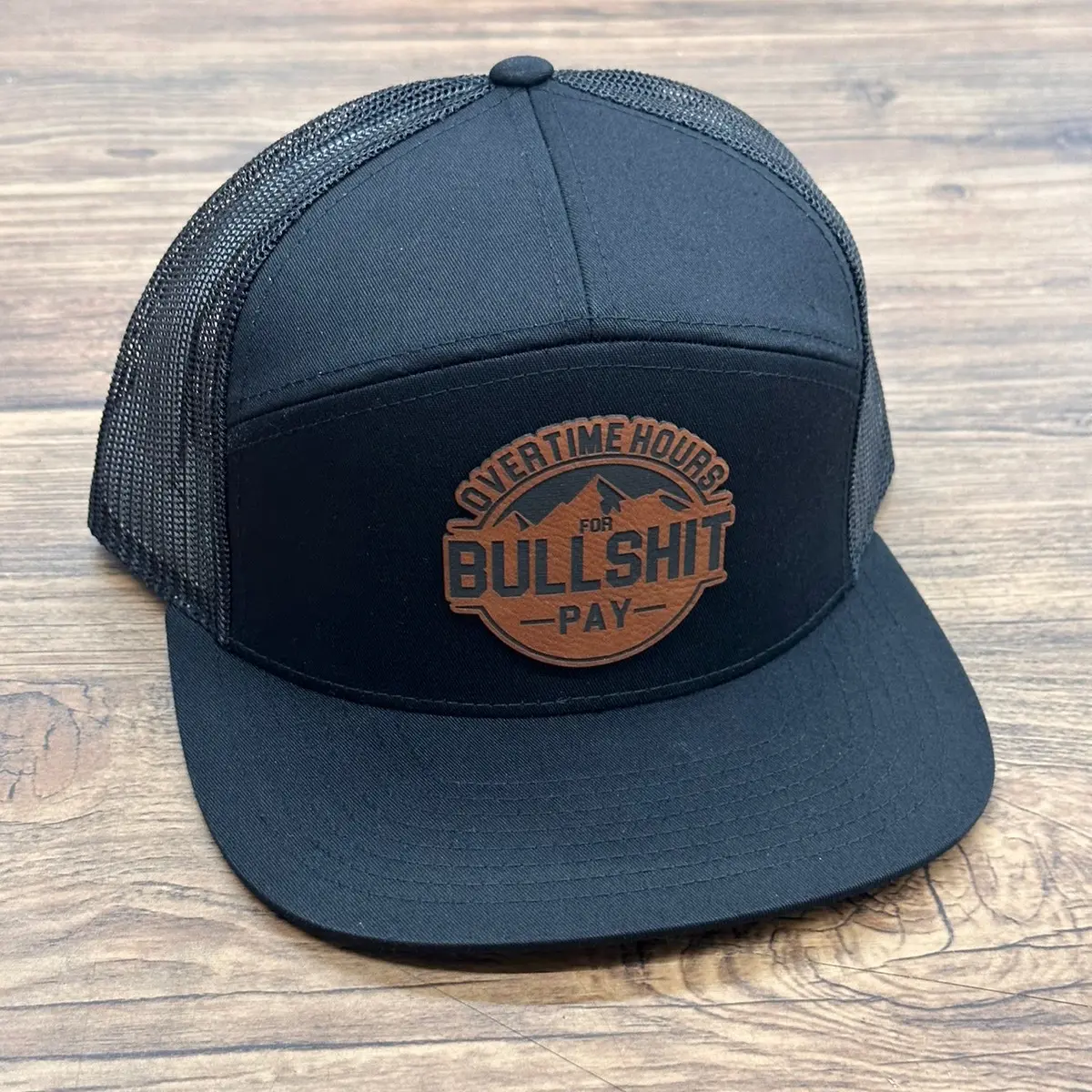 Overtime hours Black 7pan Hat