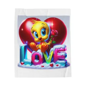 Cute Love Tweety Bird Plush Blanket, Cozy Gift for Valentine's Day, Soft Throw for Kids, Romantic Home Decor, Heartfelt Birthday Present