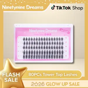 Ninetynine Dreams 80PCs Tower Top Style Lashes | Manhua Anime Douyin Style Semi-Dramatic Lash Clusters 9-13mm C+ Curl, Natural-to-Glam Look, Waterproof, Reusable & Long-Lasting Ultra-Thin Band Beginner Friendly DIY False Eyelashes Clusters