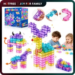 Hotfree 40 PCS Sensory Soft Building Blocks for Toddlers, Kids Montessori Squishy Jelly Blocks Stacking Toy Set, Squeezable & Stretchable Early Learning Construction Playset, Puzzle Blocks for Creative Play, Birthday Christmas Gift for Boys & Girls