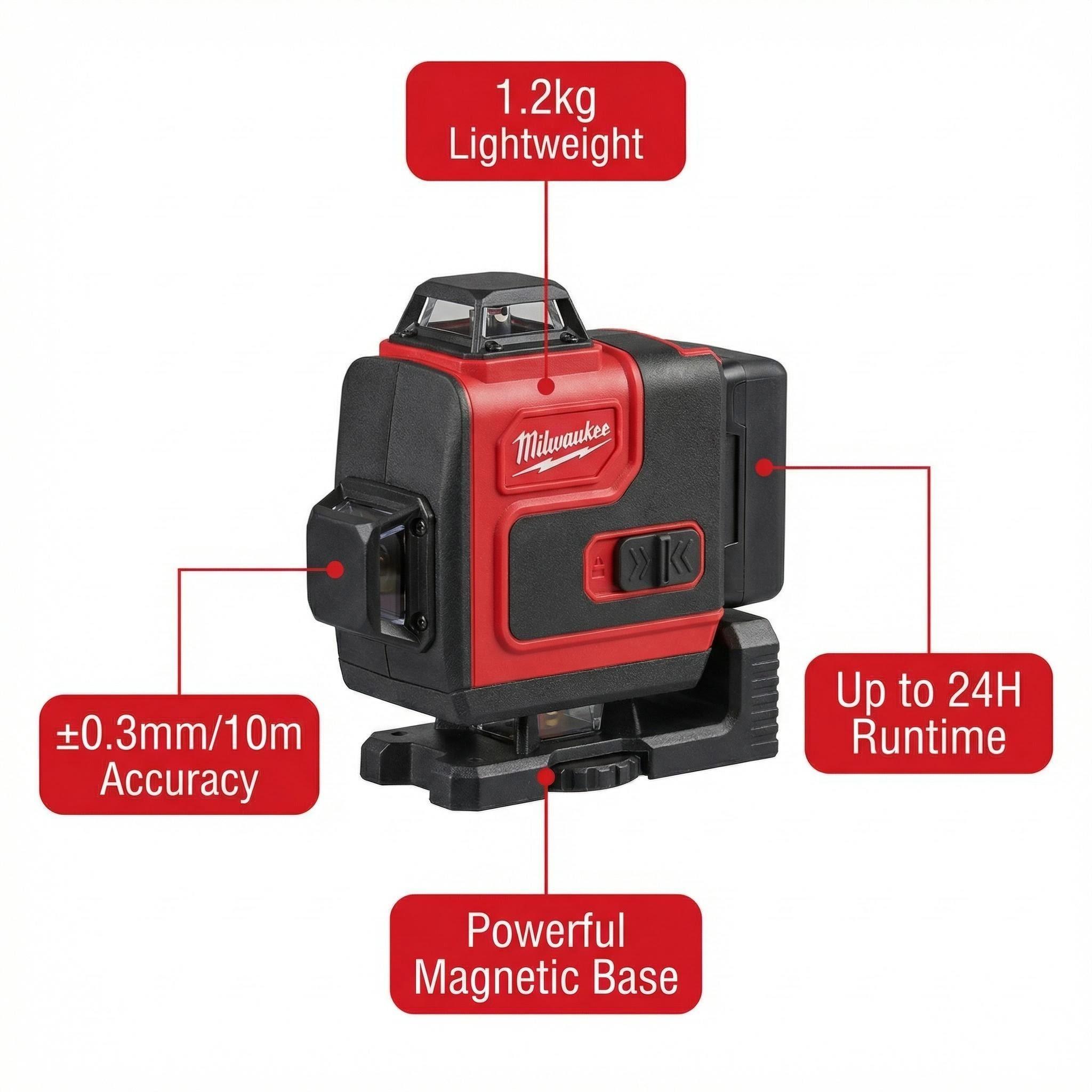Milwaukee 16 Line Cross Laser Level With Battery Charger For Construction Layout Precision  green beam horizontal durable tool