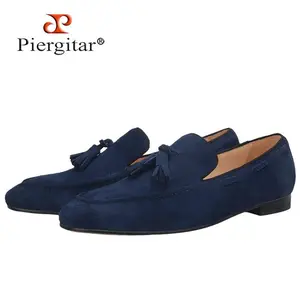 Handmade Navy Suede Tassel Design Men's Loafers Classic Men Moccasin For Party And Prom Men's Casual Shoes Plus Size