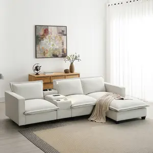 SOIYELIFE [NEW VIDEO] 109*57" Modern Cloud Sofa with USB Charging, Reading Light & Cup Holder, 4-Seat Chenille Modular Couch, Perfect for Living Room & Apartment, 2 Colors