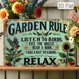 Superior 2D Flat Metal Sign 12x8 Inch Vintage Tin Plaque for Wall Art, Inspirational Quote Bird Garden Decor, Retro Home Decor G