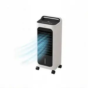 Portable Evaporative Air Cooler Swamp Cooler - 215 sq.ft Cooling, 1.3Gal Water Tank, Ice Cooling & Humidifying, 90° Oscillation, 3 Speeds, 3 Modes, Remote Control, LED Display, 7H Timer for Home & Office