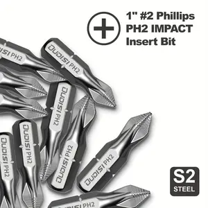 5/10/20-piece sets of 25mm slip-resistant Phillips drill bits with high-hardness magnetic impact screwdriver heads made of S2 steel. Designed for precise nut installation in ceilings and drywall, compatible with both electric and manual drivers.