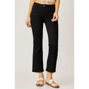 Risen Mid Rise Black Ankle Boot Cut Jeans