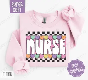 Nurse Candy Hearts Sweatshirt, RN Crewneck, Valentine Women's Sweater