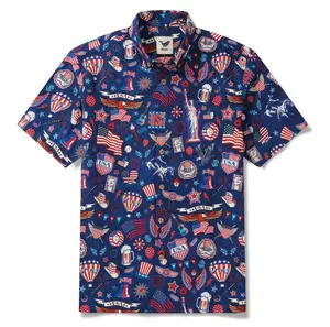 Men's short-sleeved Hawaiian-style shirt, button-down, Hawaiian summer shirt, American Independence Day, 250th Hawaiian shirt