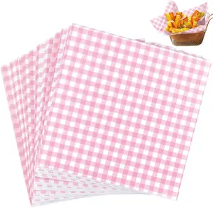 Waxed Deli Paper Sheets 7x7 Inch, 100 Pack  Checkered Sandwich Wrapping Paper, Greaseproof Basket Liners, Precut Deli Wrap Wax Sheets, Microwave Safe Burger/Hot /BBQ/ /Party
