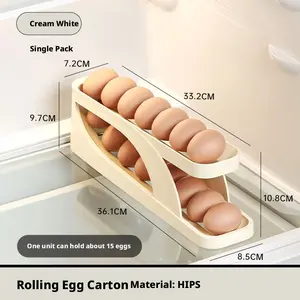Kitchen Egg Storage Organizer with Dispenser - Large Capacity Freestanding Automatic Rolling Egg Holder for Refrigerator, Fridge Side Door, Pantry Cabinet Organization