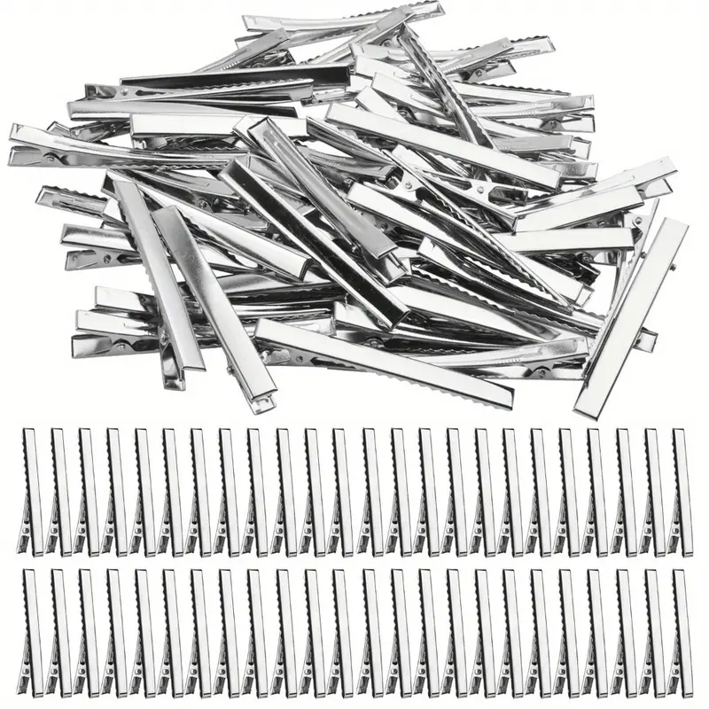 120pcs Duckbill Clip Set, 2.17 Inch Hair Clips Bulk, Single Prong Alligator Hairpin Teeth Blank Setting for DIY Hair Clip Accessories Jewelry Making Supplies