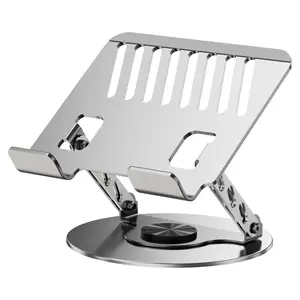 All-Metal Heavy Duty Aluminum Alloy Laptop Stand for Desk - 360° Full Rotate, Adjustable Angles, Foldable Ergonomic Computer Riser, Holder for MacBook Pro/Air, Dell XPS, HP Notebooks (10-17.3"), Gray (Great Gift for Mom)