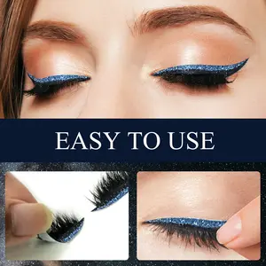4 Pairs Self-Adhesive European & American Style Eyeliner & Eyeshadow Stickers, Glue-Free Freeze Gel Strips, Curled & Comfortable False Eyelashes for Stage, Nightclub & Party Makeup