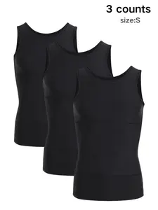 Men's Solid Color Compression Shapewear Tank Top, Breathable Comfortable Shapewear Vest, Tummy Control Shaper for Men, Waist Trainer Cincher