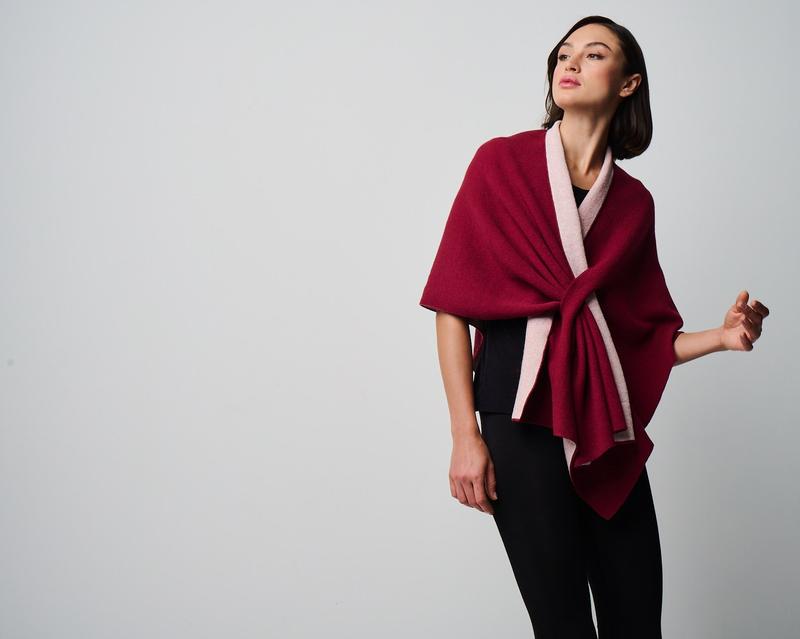 Ellen Merino/Cashmere Reversible Wrap with Loop