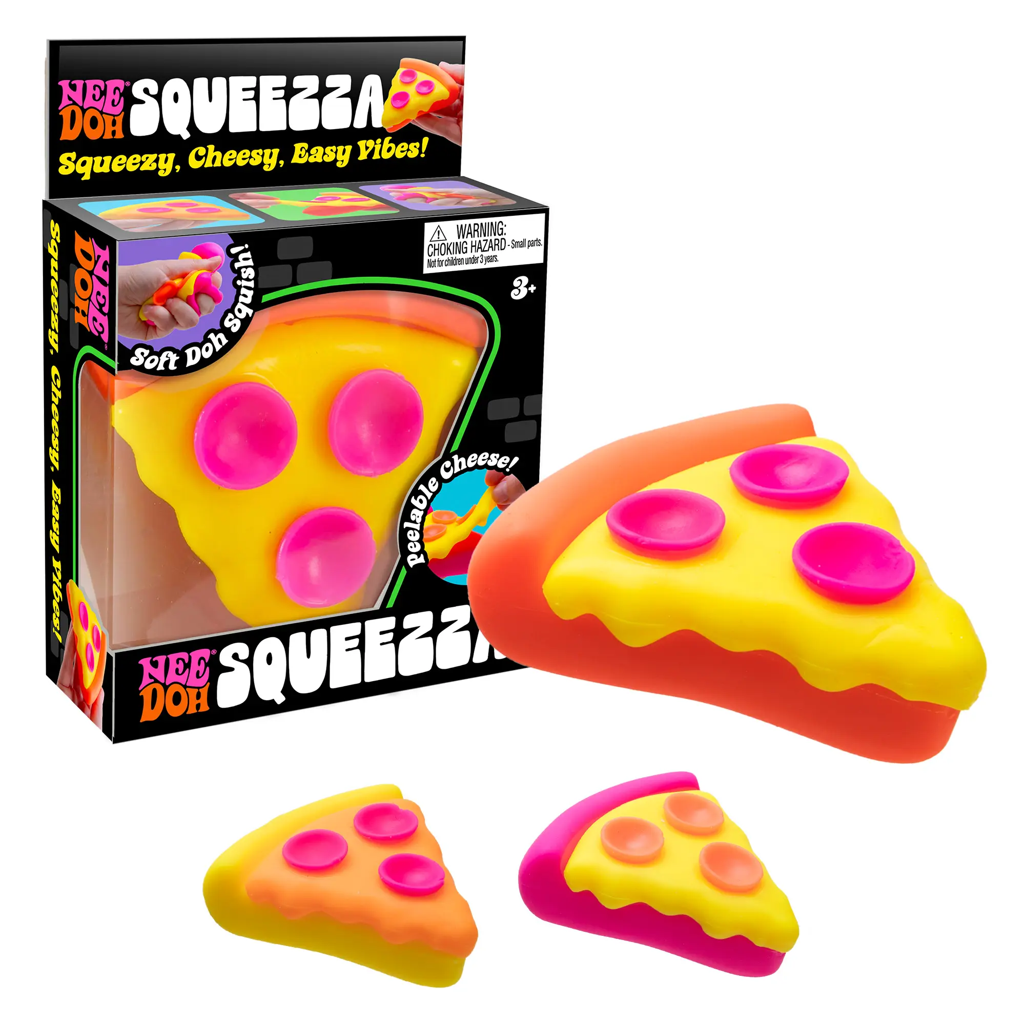 NEEDOH SQUEEZZA – Doh-Filled Pizza Squishy Toy, Squeezable, Slow-Rise Fill, Fun Sensory Stress Relief for Kids & Adults