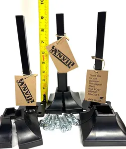 3 pk Repair Kit for 1" Rusted Out 2 Step Railing Posts 4" Mount No Welding Slips Inside Rails Hollow Post Black Paint-bolts- Base covers