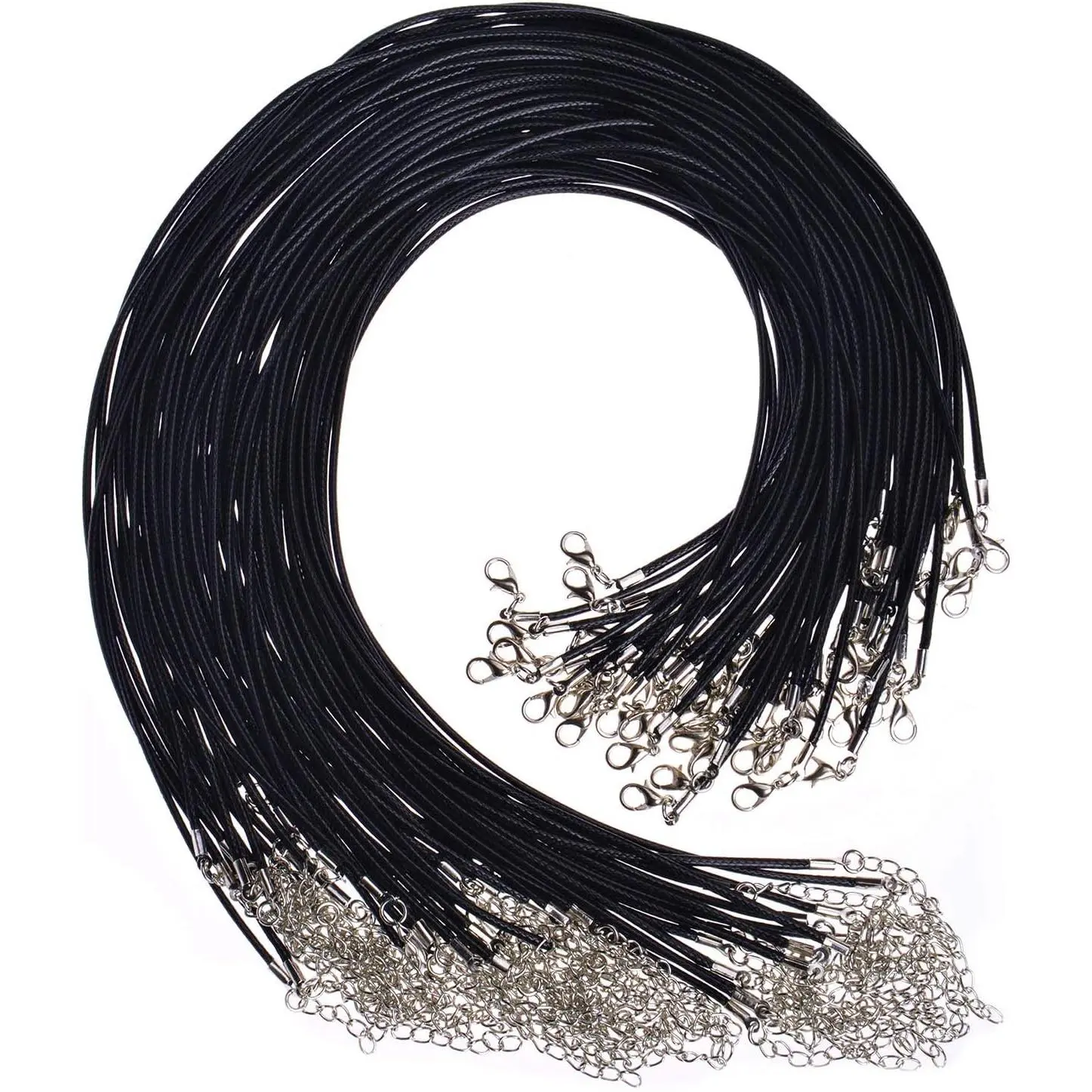 100 count Necklace Cord for  Making, Black Waxed String Bracelet Making Supplies