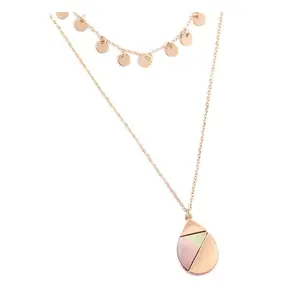 DOBBI VARIETY of COLORS Set by TD Layered Dainty Pendant Necklaces Trendy Vintage Style Titanium Chains Number Shape/Pattern