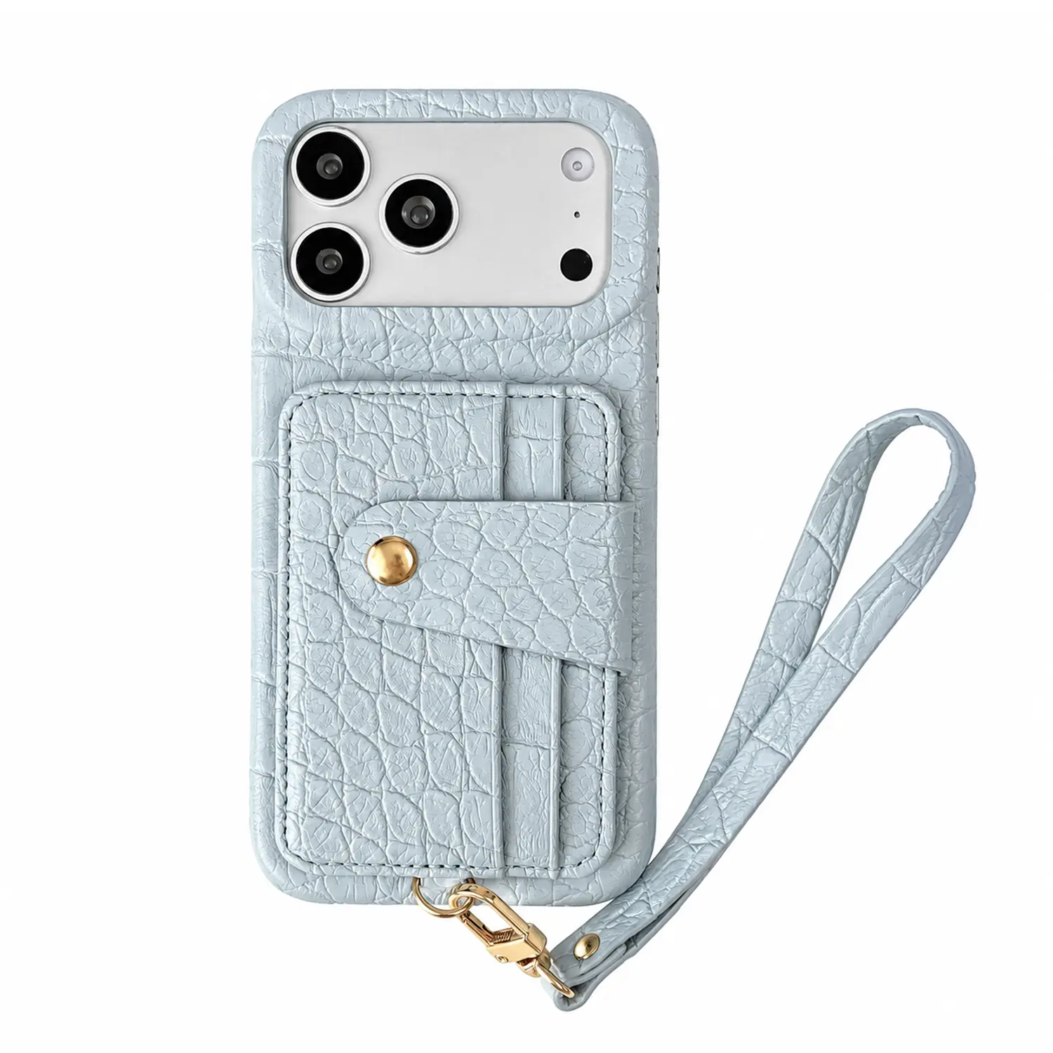 Wallet Case With Wristband for iPhone 18 Pro Max 17 16 15 14 13 Card Holder, 2 Credit Card Slot, Snap Clasp, Shockproof and Drop-Resistant, PU Leather Protective Cover for Women Girls