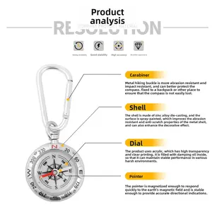 Vintage Dial Case Mountaineering Buckle Hook Compass Compass Compass Portable Compass