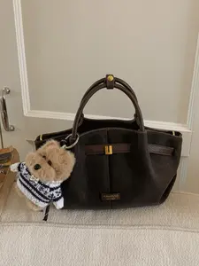 Women's PU Fabric Tote Bag, adjustable strap satchel, Fashionable Vintage Style with Buckle Decoration, Adjustable Shoulder Strap, Zip Closure, Perfect for Office & Travel