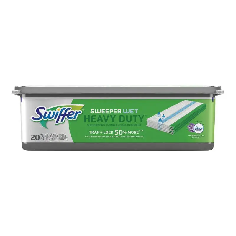 SWIFFER SweeperWet Heavy-Duty Cloth Refill Pads, 10x8 in Rectangular, 20-Count Dirt-Trapping Pads for Home Floor Cleaning