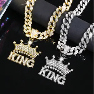 Miami Iced Chain Necklace With Crown KING Pendant For Men And Women - Hip Hop Jewelry For A Bold Look