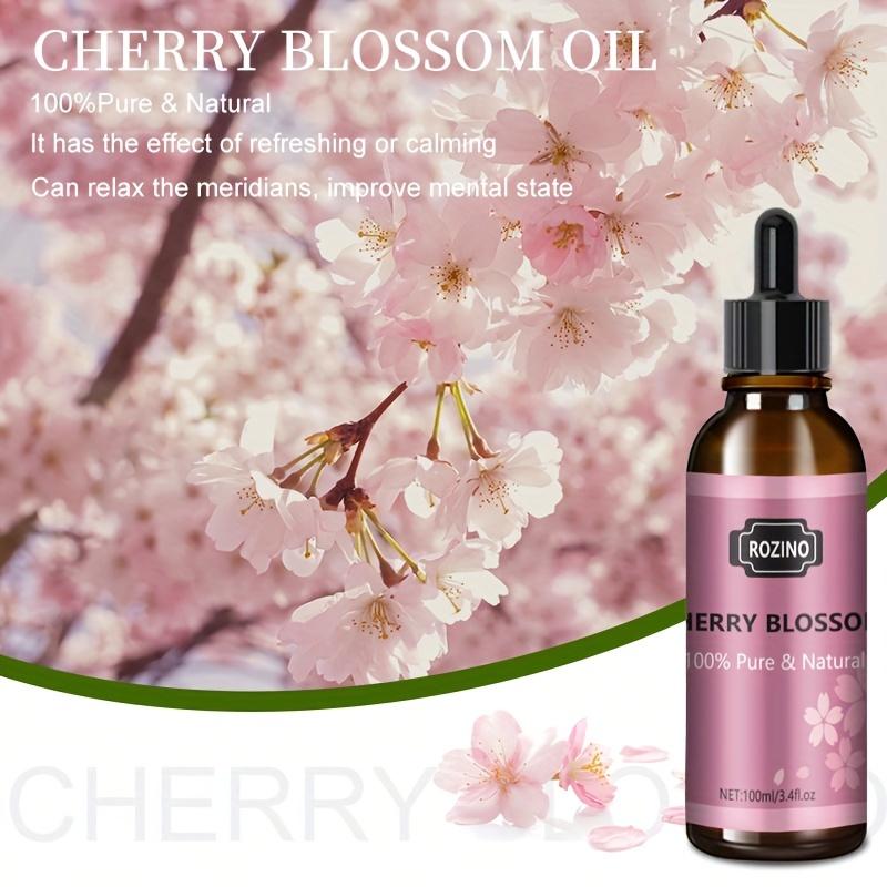 Rozino Natural Cherry Blossom Essential Oil 100ml Pure Floral Scent Oil for Face Skin Body Care and Relaxing Massage