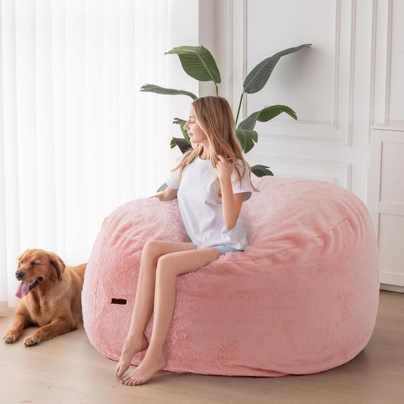 5FT/6FT Jumbo Bean bag Lazy sofa with filler Bean bag Chair Ship Free High-Rebound Memory Foam Furniture Flannel Cover Removable