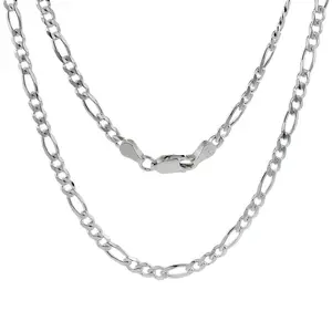 Sterling Silver Figaro 4mm Mens Necklace Bracelet Chain Italian Italy