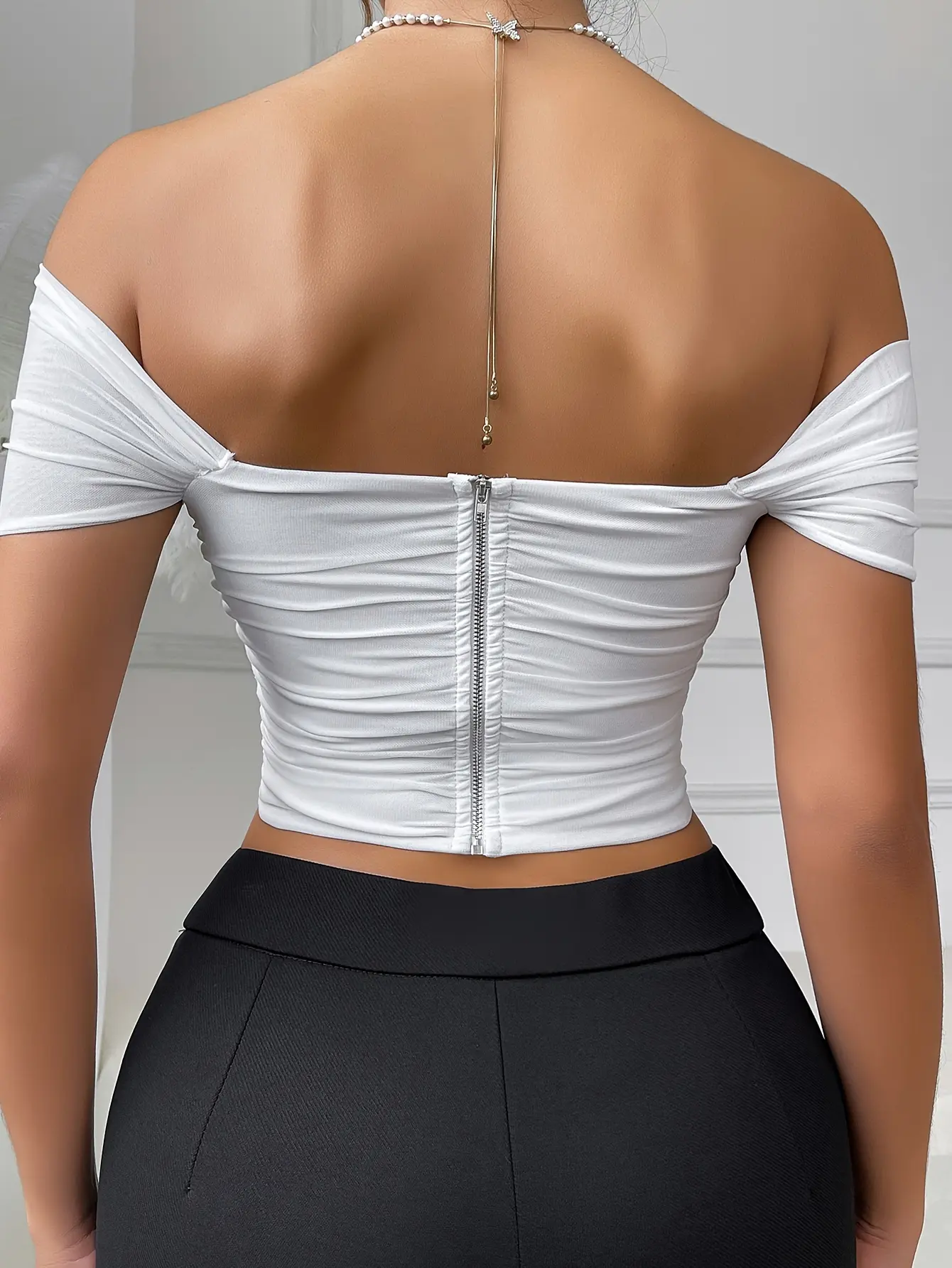 -Border Fashion Women'S Clothing Solid Color Sexy Backless Camisole Strap Versatile Off-Shoulder Top Women'S Bustier Fishbone Corset