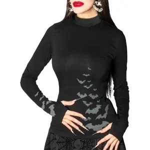 Bat Flock Grey Long Sleeve Top