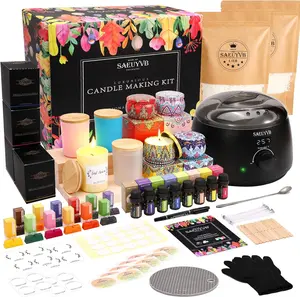 Candle Making Kit,Candle Making Kit for Adult with Wax Melting Pot,DIY Starter Soy Candle Making Supplies/Kit - Perfect as Home Decorations