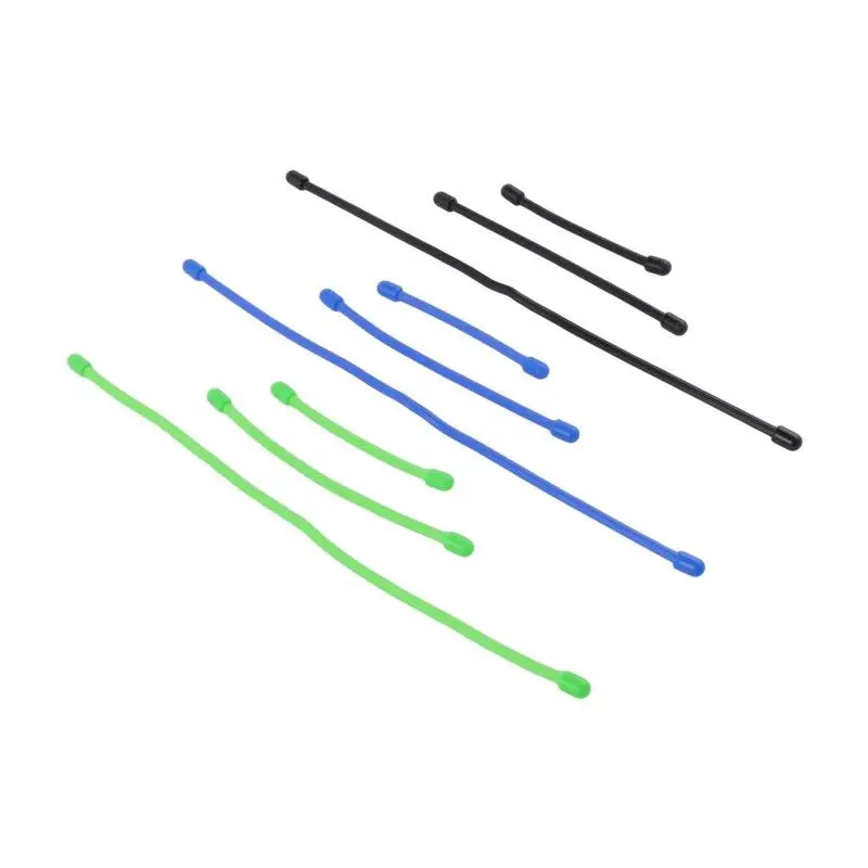 9-Pcs Silicone Reusable Twist Cable Ties Set Multi-Size 4", 6", 12" - Waterproof UV Resistant Flexible Cord Organizer for Home, Office & Outdoor Use - Durable & Color-Coded Management Straps in Green, Blue, Black