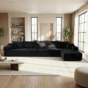 A 163-inch-long large L-shaped modular sofa with comfortable seating depth, suitable for reading and bedroom use. It is made of soft velvet fabric with high resilience. viral couch b baratos